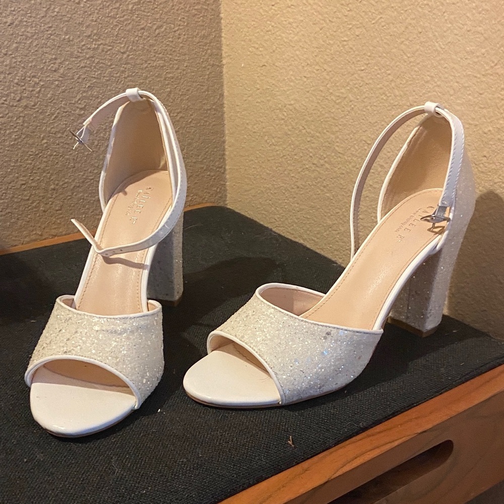 Elegant White Glitter Heels